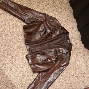 Brown Crocodile Pattern Women's Jacket